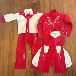 Vintage Red Cowgirl Western Pearl Snap Shirts, Pants, and Chaps